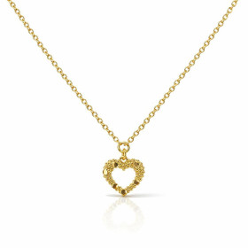 Collier argent 925 doré composé d un cœur texturé Chaîne maille forçat ronde 1,7mm large Longueur ajustable 38 à 43cm Syst...