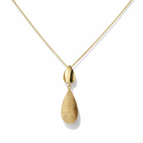 Collier argent 925 doré composé d une goutte lisse une goutte argent brossé Chaîne maille forçat 1mm large Longueur ajusta...