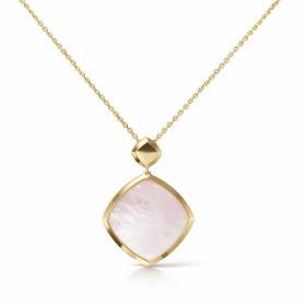 Collier argent 925 doré composé d un losange argent doré un losange serti nacre 24 x24mm Chaîne maille forçat 1,4mm large ...