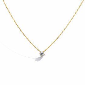 Collier argent 925 doré composé d un oxyde zirconium 4mm diamètre Chaîne maille vénitienne 0,6mm large Longueur ajustable ...