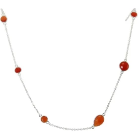 Collier Argent 925 Cornaline Collier composé d une chaine forcat 6 pierres facettées formes differentes Longueur ajustable...