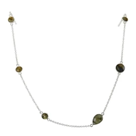  Collier Argent 925 Labradorite Collier composé d une chaine forcat 6 pierres facettées formes differentes Longueur ajusta...