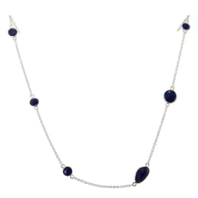 Collier Argent 925 Lapis Lazuli Collier composé d une chaine forcat 6 pierres facettées formes différentes Longueur ajusta...