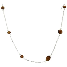  Collier Argent 925 Oeil tigre Collier composé d une chaine forcat 6 pierres facettées formes differentes Longueur ajustab...