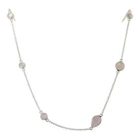 Collier Argent 925 Quartz Rose Collier composé d une chaine forcat 6 pierres facettées formes differentes Longueur ajustab...