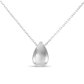 Collier argent rhodié composé d un pendentif forme goutte 7x12mm Chaîne maille forçat 1mm large Longueur ajustable 40 à 45...