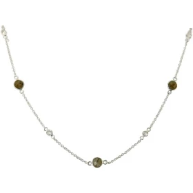 Collier Argent 925 Labradorite Oxyde zirconium Collier composé d une chaine forcat, 5 Labradorites facettées 5mm 6 oxydes ...