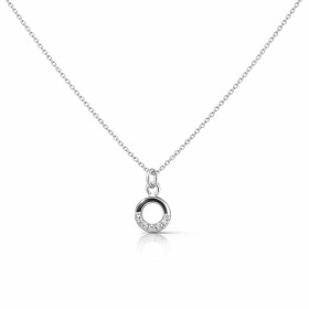 Collier argent 925 rhodié composé d un cercle 7mm diamètre serti d oxydes zirconium Chaîne maille forçat 1mm large Longueu...