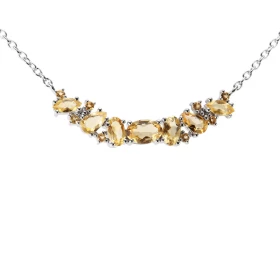  Collier Argent 925 Rhodié Citrine Maille forçat 1.5mm large Longueur du collier ajustable 42 à 46cm Motif central serti p...