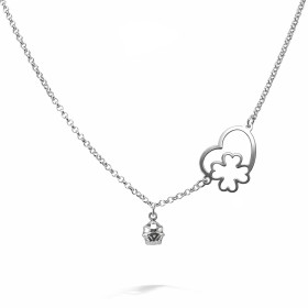 Collier argent 925 doré composé d un cœur un trefle une coccinelle pendante Chaîne maille jaseron 1,7mm large Longueur aju...