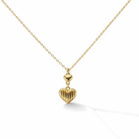 Collier argent 925 doré composé d un cœur lisse d un cœur strié Chaîne maille forçat 1,1mm large Longueur ajustable 38 à 4...