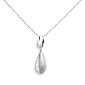 Collier argent 925 rhodié composé d une goutte lisse une goutte argent brossé Chaîne maille forçat 1mm large Longueur ajus...