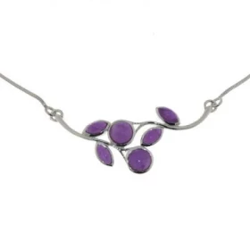 Collier Argent 925 Améthyste Longueur ajustable 42 à 47cm Dimensions du motif central : 5,5x2,5cm