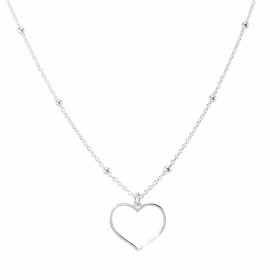Collier argent un pendentif coeur 15mm large Chaîne maille forçat 1mm large parsemée boules argent Longueur ajustable 40 à...