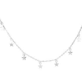 Collier argent composé 10 breloques étoiles Chaîne maille forçat 1,2mm large Longueur ajustable 40 à 45cm