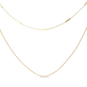 Collier argent doré 2 rangs composé d une maille fantaisie 1,5mm large une maille forçat ronde 1,4mm large Longueur ajusta...