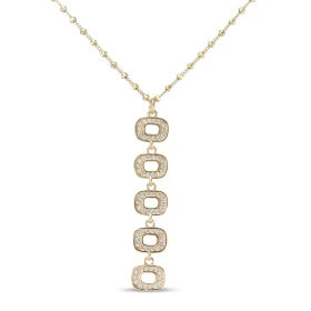 Collier argent doré composé 5 rectangles sertis d oxydes zirconium Dimension du pendentif : 8x38mm Chaîne maille perlée 1,...