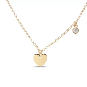 Collier argent doré composé d un coeur 9x10mm d un oxyde zirconium 4mm diamètre Chaîne maille jaseron 1,7mm large Longueur...