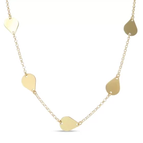 Collier argent doré composé 3 gouttes lisses 2 satinées 9x10mm Chaîne maille jaseron 1,7mm large Longueur ajustable 40 à 4...
