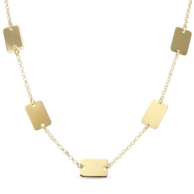 Collier argent doré composé 3 rectangles lisses 2 rectangles satinés mesurant chacun 8x11mm Chaîne maille jaseron 1,7mm la...