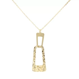 Collier sautoir argent doré composé d un pendentif 2 anneaux rectangulaire dont un martelé Dimension du pendentif : 18x50m...