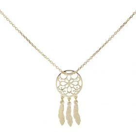 Collier argent doré attrape rêves Dimension du pendentif : 12x25mm Chaîne maille forçat 1mm large Longueur ajustable à 42 ...