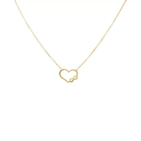 Collier argent doré composé d un coeur le signe infini 9x12mm Chaîne maille forçat 1mm large Longueur : 39,5 à 43,5cm Syst...