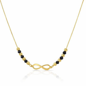 Collier argent 925 doré composé d un signe infini 5x15mm, 8 boules ciselées, 6 billes noires facettées Chaîne maille vénit...