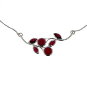 Collier Argent 925 Grenat Longueur ajustable 42 à 47cm Dimensions du motif central : 5,5x2,5cm