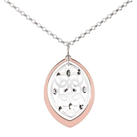 Collier argent rhodié composé d une navette argent satiné une navette argent plaqué or rose Dimension du pendentif : 30x22...