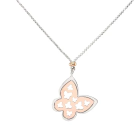 Collier argent rhodié composé d un papillon ajouré papillons argent flashé or rose Dimension du pendentif : 24x24mm Chaîne...