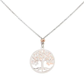  Collier argent rhodié composé d un arbre vie une face argent une face argent flashé or rose dans un cerle 20mm diamètre C...