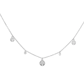 Collier argent rhodié composé 3 breloques arbre vie ajouré 2 oxydes zirconium Chaîne maille forçat : 1,2mm large Longueur ...