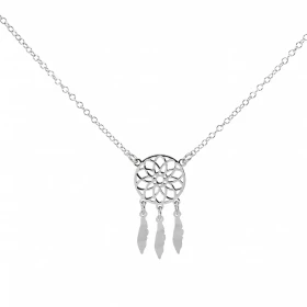  Collier argent rhodié composé d un attrape rêves 27x13mm fixé sur chaîne Chaîne maille forçat : 1,6mm Longueur ajustable ...
