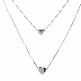 Collier argent rhodié composé d une chaîne 40cm un coeur 5mm large une chaîne 43cm un coeur 7mm large Chaîne maille forçat...