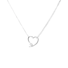 Collier argent rhodié composé d un coeur 14x17mm un oxyde zirconium Chaîne maille forçat 1mm large Longueur : 40 à 43,5cm ...
