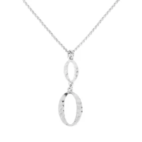 Collier argent rhodié maille jsaeron deux ovales ajourés diamantés différentes tailles Dimension du motif : 30x10 mm Longu...