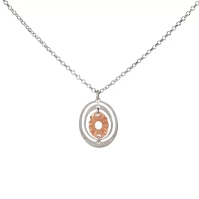 Collier maille ronde pendentif 2 tons Longueur ajustable 42 à 44cm