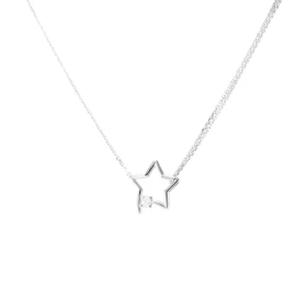 Collier argent rhodié composé d une étoile 14x15mm un oxyde zirconium Chaîne maille forçat 1mm large Longueur : 40 à 43,5c...
