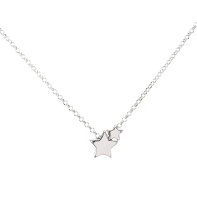 Collier argent rhodié composé 2 étoiles pleines Dimension : 9x9mm 5x5mm Chaîne maille forçat : 1,7mm d épaisseur Longueur ...