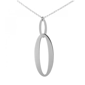 Collier argent rhodié composé d un pendentif 2 maillons ovales Dimension du pendentif : 21x63mm Chaîne maille ronde 1,6mm ...
