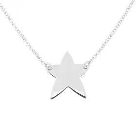 Collier argent rhodié maille jaseron motif étoile Dimension du motif : 20x20mm Longueur ajustable 42 à 45 cm