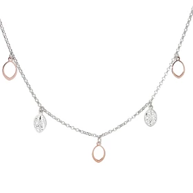 Collier argent rhodié composé 3 navettes argent flashé or rose 2 navettes ajourées argent satiné Dimension d une navette :...