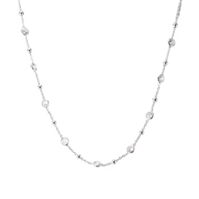 Collier argent rhodié composé 9 oxydes zirconium serti clos 4mm large Chaîne perlée 2,5mm large Longueur : 41 à 45cm Systè...