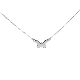 Collier argent rhodié un papillon 8x15mm Chaîne maille forçat : 0,8mm d épaiseur Longueur ajustable 41 à45cm