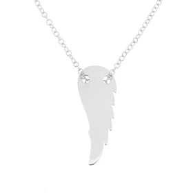  Collier argent rhodié maille jaseron plume lisse Dimension du motif : 10x27 mm Longueur ajustable 42 à 45 cm 
