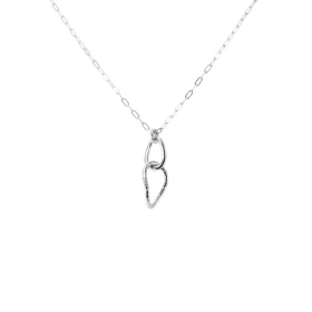 Collier argent rhodié composé d un pendentif 2 anneaux entrelacés dont un ciselé Dimension du pendentif : 10x20mm Chaîne 1...