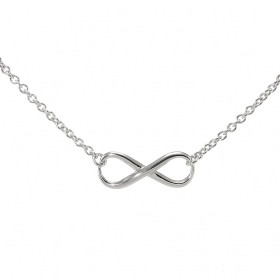  Collier argent composé d un signe infini 10x27mm Chaîne maille ovale : 2,5mm large Longueur : 45cm 