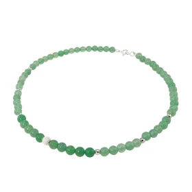 Collier Aventurine 6mm Argent Ce collier est composé boules 6mm Aventurine, 6 perles facettées Argent 4mm diamètre d un pe...