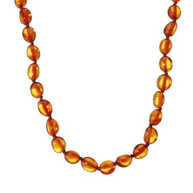  Collier d’Ambre naturel pour Bébé 33cm long Largeur approximative du collier : 5 à 6mm Ambre couleur cognac Fermoir à cli...